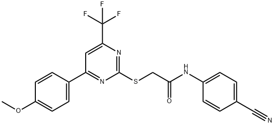 N-(4-cyanophenyl)-2-{[4-(4-methoxyphenyl)-6-(trifluoromethyl)-2-pyrimidinyl]sulfanyl}acetamide 结构式