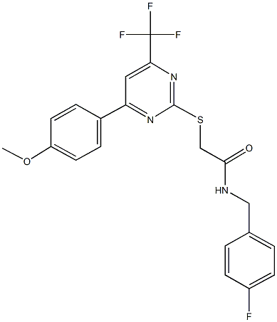 N-(4-fluorobenzyl)-2-{[4-(4-methoxyphenyl)-6-(trifluoromethyl)-2-pyrimidinyl]sulfanyl}acetamide Struktur