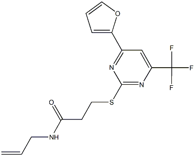 N-allyl-3-{[4-(2-furyl)-6-(trifluoromethyl)-2-pyrimidinyl]sulfanyl}propanamide Structure