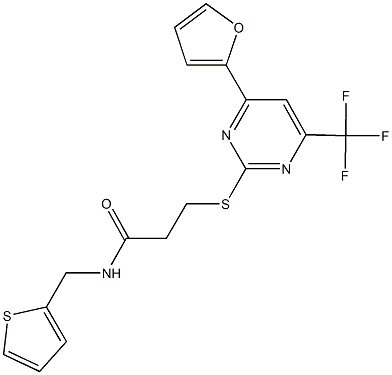 3-{[4-(2-furyl)-6-(trifluoromethyl)-2-pyrimidinyl]sulfanyl}-N-(2-thienylmethyl)propanamide|