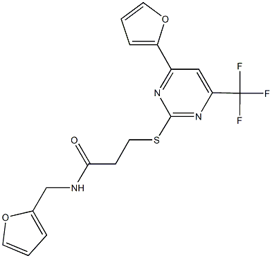 N-(2-furylmethyl)-3-{[4-(2-furyl)-6-(trifluoromethyl)-2-pyrimidinyl]sulfanyl}propanamide|