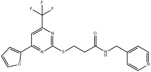 3-{[4-(2-furyl)-6-(trifluoromethyl)-2-pyrimidinyl]sulfanyl}-N-(4-pyridinylmethyl)propanamide Struktur