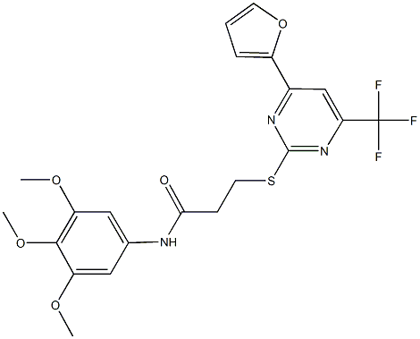 505089-57-6 3-{[4-(2-furyl)-6-(trifluoromethyl)-2-pyrimidinyl]sulfanyl}-N-(3,4,5-trimethoxyphenyl)propanamide