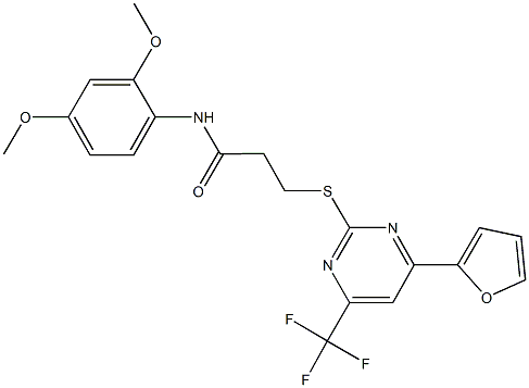 N-(2,4-dimethoxyphenyl)-3-{[4-(2-furyl)-6-(trifluoromethyl)-2-pyrimidinyl]sulfanyl}propanamide|