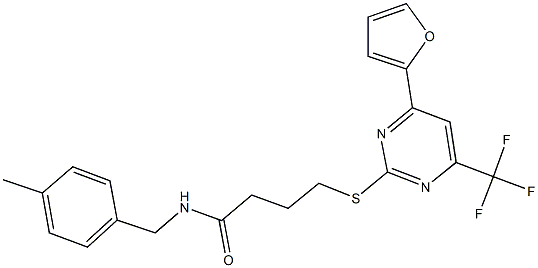 4-{[4-(2-furyl)-6-(trifluoromethyl)-2-pyrimidinyl]sulfanyl}-N-(4-methylbenzyl)butanamide 结构式