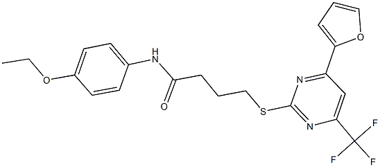 N-(4-ethoxyphenyl)-4-{[4-(2-furyl)-6-(trifluoromethyl)-2-pyrimidinyl]sulfanyl}butanamide Structure
