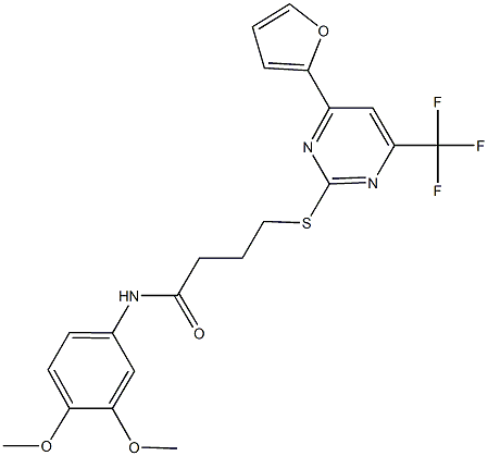 N-(3,4-dimethoxyphenyl)-4-{[4-(2-furyl)-6-(trifluoromethyl)-2-pyrimidinyl]sulfanyl}butanamide|