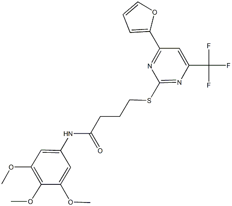 505090-07-3 4-{[4-(2-furyl)-6-(trifluoromethyl)-2-pyrimidinyl]sulfanyl}-N-(3,4,5-trimethoxyphenyl)butanamide