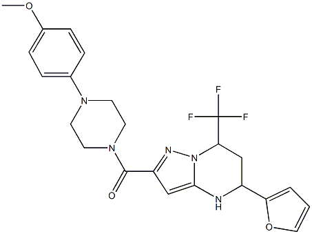 4-(4-{[5-(2-furyl)-7-(trifluoromethyl)-4,5,6,7-tetrahydropyrazolo[1,5-a]pyrimidin-2-yl]carbonyl}-1-piperazinyl)phenyl methyl ether Struktur