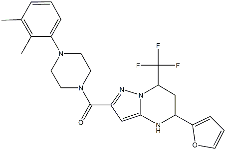 2-{[4-(2,3-dimethylphenyl)-1-piperazinyl]carbonyl}-5-(2-furyl)-7-(trifluoromethyl)-4,5,6,7-tetrahydropyrazolo[1,5-a]pyrimidine 结构式