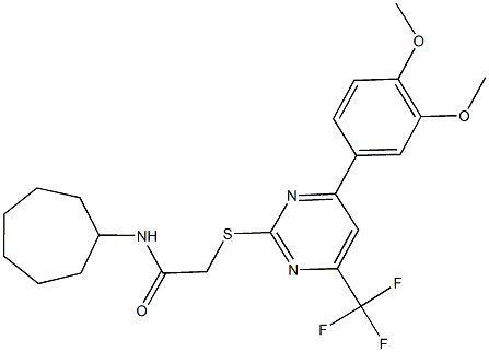 N-cycloheptyl-2-{[4-(3,4-dimethoxyphenyl)-6-(trifluoromethyl)-2-pyrimidinyl]sulfanyl}acetamide|