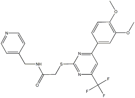 2-{[4-(3,4-dimethoxyphenyl)-6-(trifluoromethyl)-2-pyrimidinyl]sulfanyl}-N-(4-pyridinylmethyl)acetamide Structure