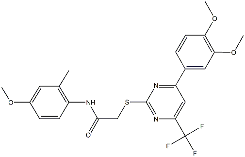 505092-48-8 2-{[4-(3,4-dimethoxyphenyl)-6-(trifluoromethyl)-2-pyrimidinyl]sulfanyl}-N-(4-methoxy-2-methylphenyl)acetamide