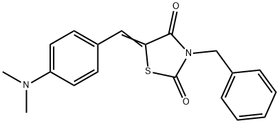 3-benzyl-5-[4-(dimethylamino)benzylidene]-1,3-thiazolidine-2,4-dione 化学構造式