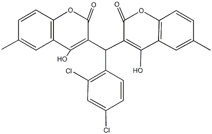 3-[(2,4-dichlorophenyl)(4-hydroxy-6-methyl-2-oxo-2H-chromen-3-yl)methyl]-4-hydroxy-6-methyl-2H-chromen-2-one Structure