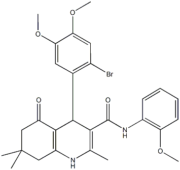 4-(2-bromo-4,5-dimethoxyphenyl)-N-(2-methoxyphenyl)-2,7,7-trimethyl-5-oxo-1,4,5,6,7,8-hexahydro-3-quinolinecarboxamide,506418-51-5,结构式