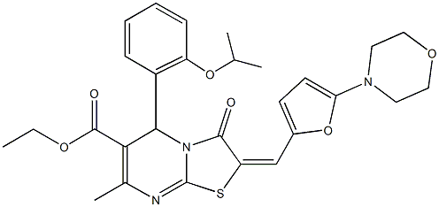 506436-56-2 ethyl 5-(2-isopropoxyphenyl)-7-methyl-2-{[5-(4-morpholinyl)-2-furyl]methylene}-3-oxo-2,3-dihydro-5H-[1,3]thiazolo[3,2-a]pyrimidine-6-carboxylate