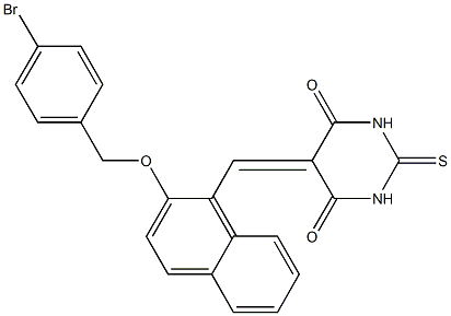 5-({2-[(4-bromobenzyl)oxy]-1-naphthyl}methylene)-2-thioxodihydro-4,6(1H,5H)-pyrimidinedione Structure