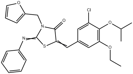 5-(3-chloro-5-ethoxy-4-isopropoxybenzylidene)-3-(2-furylmethyl)-2-(phenylimino)-1,3-thiazolidin-4-one,506445-73-4,结构式