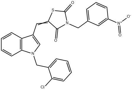 5-{[1-(2-chlorobenzyl)-1H-indol-3-yl]methylene}-3-{3-nitrobenzyl}-1,3-thiazolidine-2,4-dione 结构式