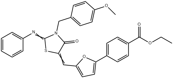 ethyl 4-(5-{[3-(4-methoxybenzyl)-4-oxo-2-(phenylimino)-1,3-thiazolidin-5-ylidene]methyl}-2-furyl)benzoate Structure