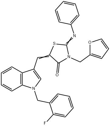 5-{[1-(2-fluorobenzyl)-1H-indol-3-yl]methylene}-3-(2-furylmethyl)-2-(phenylimino)-1,3-thiazolidin-4-one Structure