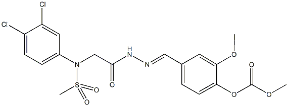 4-(2-{[3,4-dichloro(methylsulfonyl)anilino]acetyl}carbohydrazonoyl)-2-methoxyphenyl methyl carbonate Structure