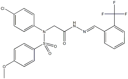 N-(4-chlorophenyl)-4-methoxy-N-(2-oxo-2-{2-[2-(trifluoromethyl)benzylidene]hydrazino}ethyl)benzenesulfonamide 结构式