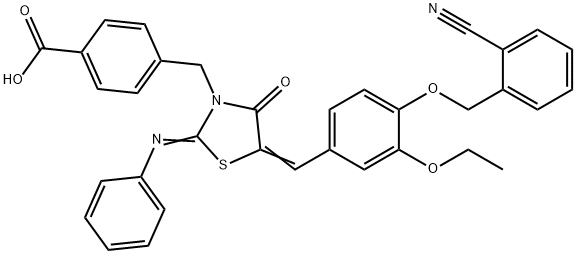 506447-27-4 4-{[5-{4-[(2-cyanobenzyl)oxy]-3-ethoxybenzylidene}-4-oxo-2-(phenylimino)-1,3-thiazolidin-3-yl]methyl}benzoic acid