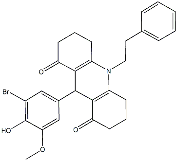 9-(3-bromo-4-hydroxy-5-methoxyphenyl)-10-(2-phenylethyl)-3,4,6,7,9,10-hexahydro-1,8(2H,5H)-acridinedione Structure