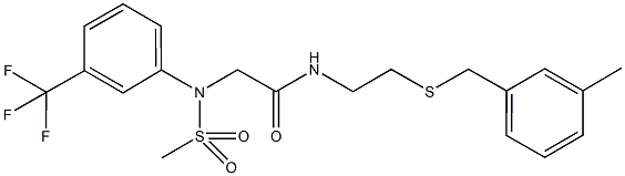 N-{2-[(3-methylbenzyl)sulfanyl]ethyl}-2-[(methylsulfonyl)-3-(trifluoromethyl)anilino]acetamide 结构式