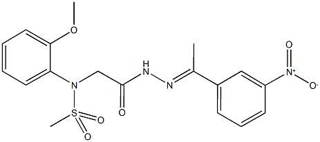 N-{2-[2-(1-{3-nitrophenyl}ethylidene)hydrazino]-2-oxoethyl}-N-(2-methoxyphenyl)methanesulfonamide 结构式