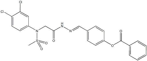 4-(2-{[3,4-dichloro(methylsulfonyl)anilino]acetyl}carbohydrazonoyl)phenyl benzoate 化学構造式