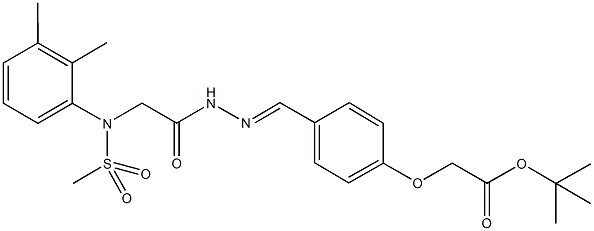 tert-butyl [4-(2-{[2,3-dimethyl(methylsulfonyl)anilino]acetyl}carbohydrazonoyl)phenoxy]acetate 化学構造式
