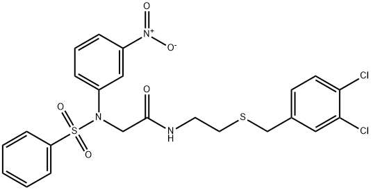 N-{2-[(3,4-dichlorobenzyl)sulfanyl]ethyl}-2-[3-nitro(phenylsulfonyl)anilino]acetamide Struktur