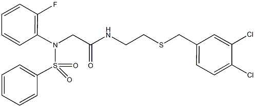 N-{2-[(3,4-dichlorobenzyl)sulfanyl]ethyl}-2-[2-fluoro(phenylsulfonyl)anilino]acetamide Structure