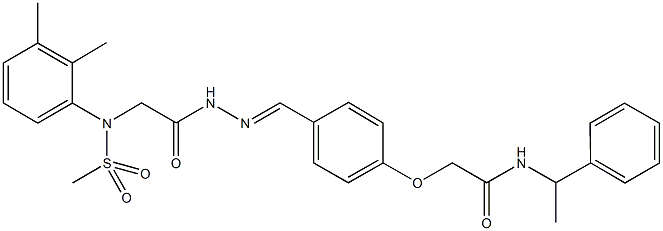 2-[4-(2-{[2,3-dimethyl(methylsulfonyl)anilino]acetyl}carbohydrazonoyl)phenoxy]-N-(1-phenylethyl)acetamide 化学構造式