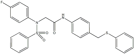 2-[4-fluoro(phenylsulfonyl)anilino]-N-{4-[(phenylsulfanyl)methyl]phenyl}acetamide|