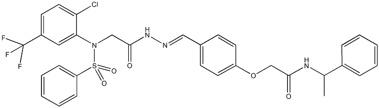 2-[4-(2-{[2-chloro(phenylsulfonyl)-5-(trifluoromethyl)anilino]acetyl}carbohydrazonoyl)phenoxy]-N-(1-phenylethyl)acetamide,506449-46-3,结构式