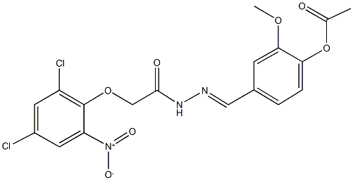 4-[2-({2,4-dichloro-6-nitrophenoxy}acetyl)carbohydrazonoyl]-2-methoxyphenyl acetate Structure