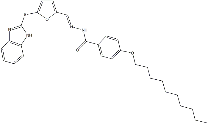 N'-{[5-(1H-benzimidazol-2-ylsulfanyl)-2-furyl]methylene}-4-(decyloxy)benzohydrazide Struktur