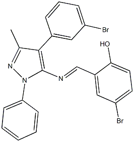 4-bromo-2-({[4-(3-bromophenyl)-3-methyl-1-phenyl-1H-pyrazol-5-yl]imino}methyl)phenol,507257-17-2,结构式