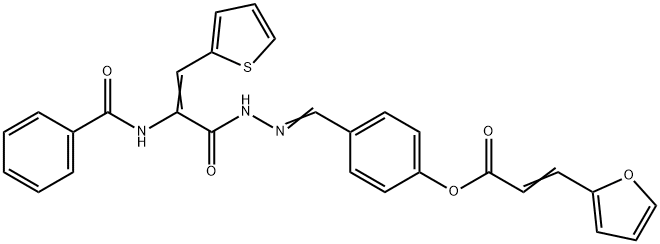 4-{2-[2-(benzoylamino)-3-(2-thienyl)acryloyl]carbohydrazonoyl}phenyl 3-(2-furyl)acrylate 结构式