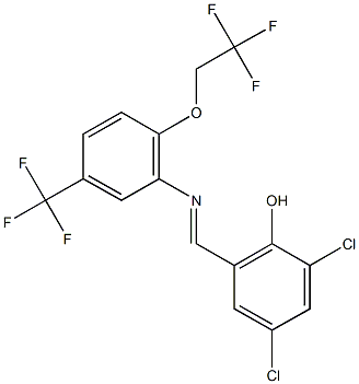 2,4-dichloro-6-({[2-(2,2,2-trifluoroethoxy)-5-(trifluoromethyl)phenyl]imino}methyl)phenol Structure