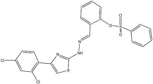 2-{2-[4-(2,4-dichlorophenyl)-1,3-thiazol-2-yl]carbohydrazonoyl}phenyl benzenesulfonate Struktur