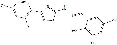 3,5-dichloro-2-hydroxybenzaldehyde [4-(2,4-dichlorophenyl)-1,3-thiazol-2-yl]hydrazone Struktur