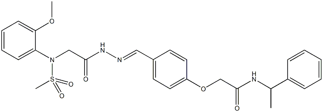 2-[4-(2-{[2-methoxy(methylsulfonyl)anilino]acetyl}carbohydrazonoyl)phenoxy]-N-(1-phenylethyl)acetamide Structure