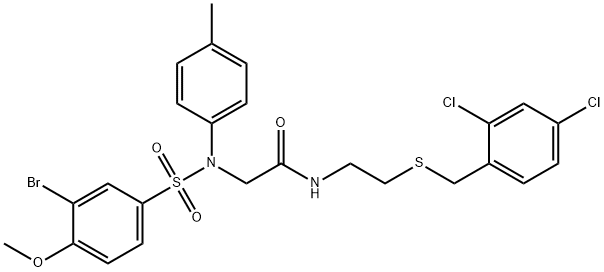 2-{[(3-bromo-4-methoxyphenyl)sulfonyl]-4-methylanilino}-N-{2-[(2,4-dichlorobenzyl)sulfanyl]ethyl}acetamide|