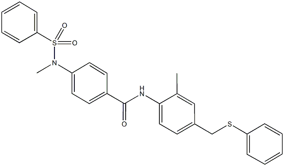 N-{2-methyl-4-[(phenylsulfanyl)methyl]phenyl}-4-[methyl(phenylsulfonyl)amino]benzamide 化学構造式