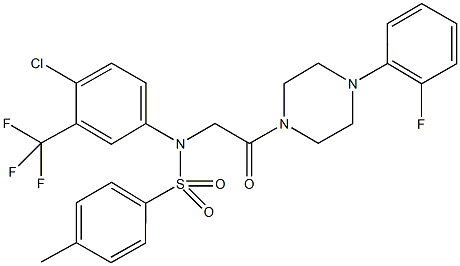 N-[4-chloro-3-(trifluoromethyl)phenyl]-N-{2-[4-(2-fluorophenyl)-1-piperazinyl]-2-oxoethyl}-4-methylbenzenesulfonamide Struktur